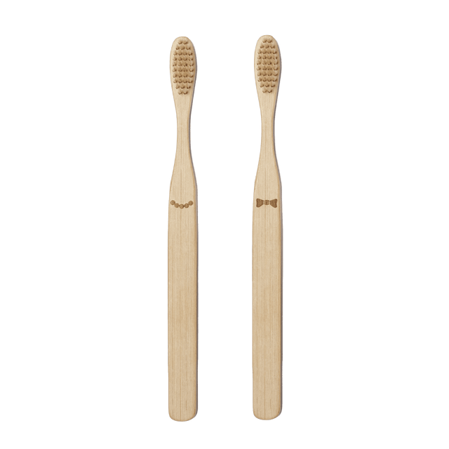 Kikkerland Brosse à dents X2 BAMBOU ELLE&LUI coloris bois