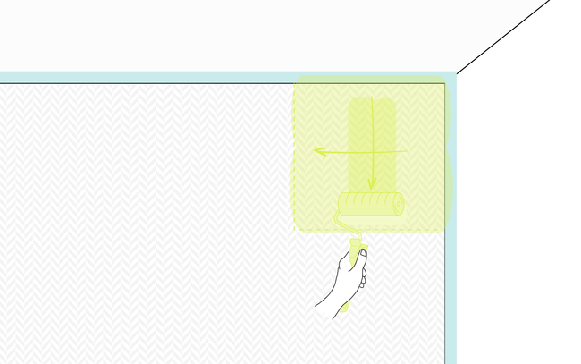 Dessin d'une main tenant un rouleau à peindre pour appliquer de la couleur sur une fibre à peindre