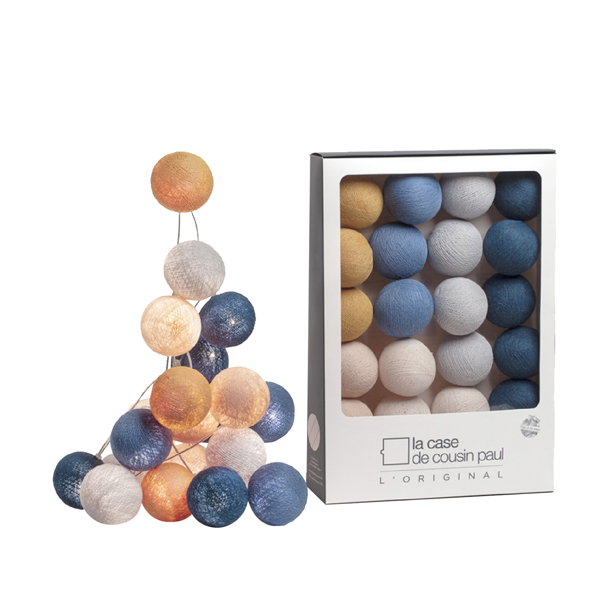 LA CASE DE COUSIN PAUL Guirlande lumineuse L'original graceland Moutarde, bleu poudré, lin, ivoire, gris perle, canard