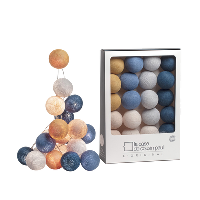 LA CASE DE COUSIN PAUL Guirlande lumineuse L'original graceland Moutarde, bleu poudré, lin, ivoire, gris perle, canard