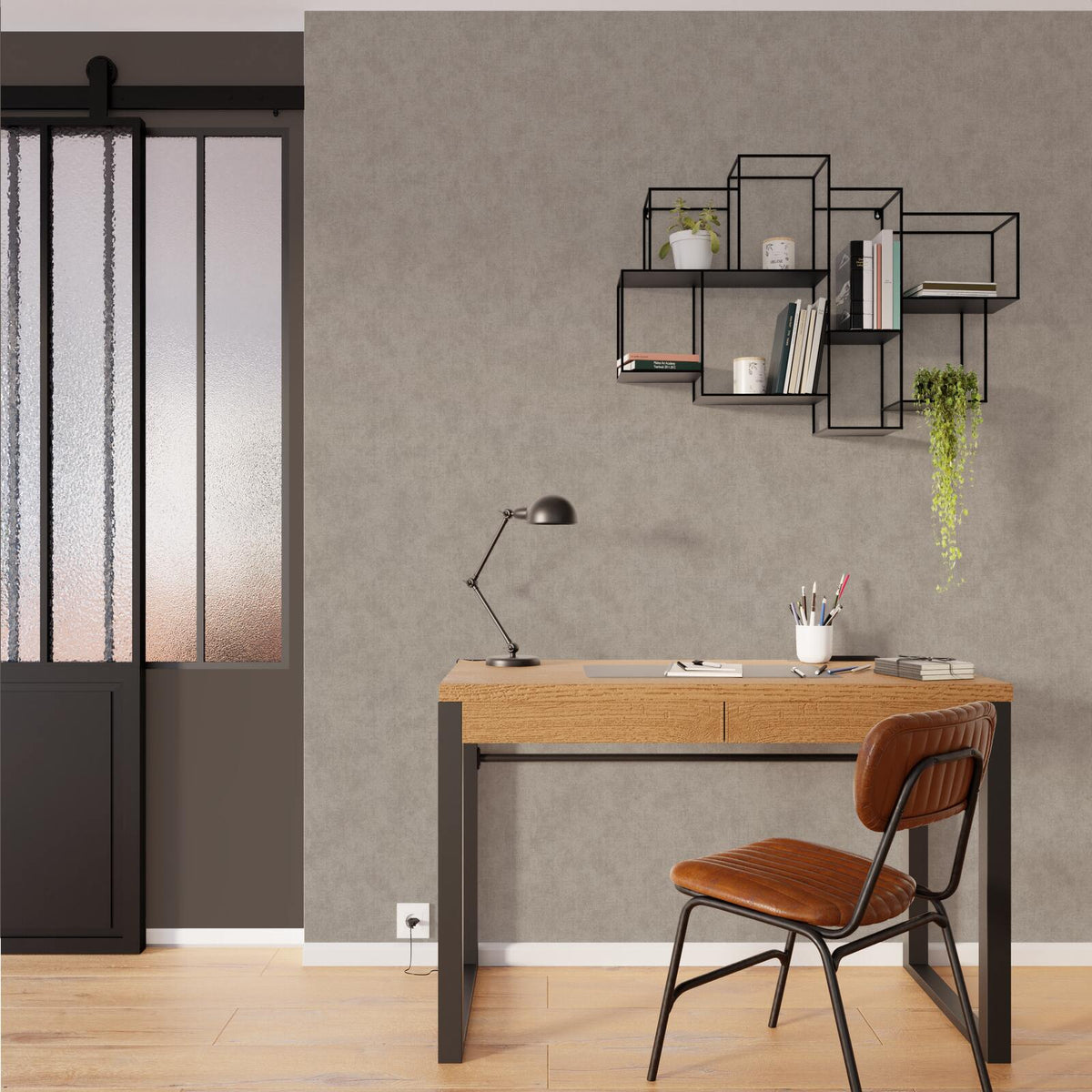 Papier peint intissé Soft Gris béton Trame