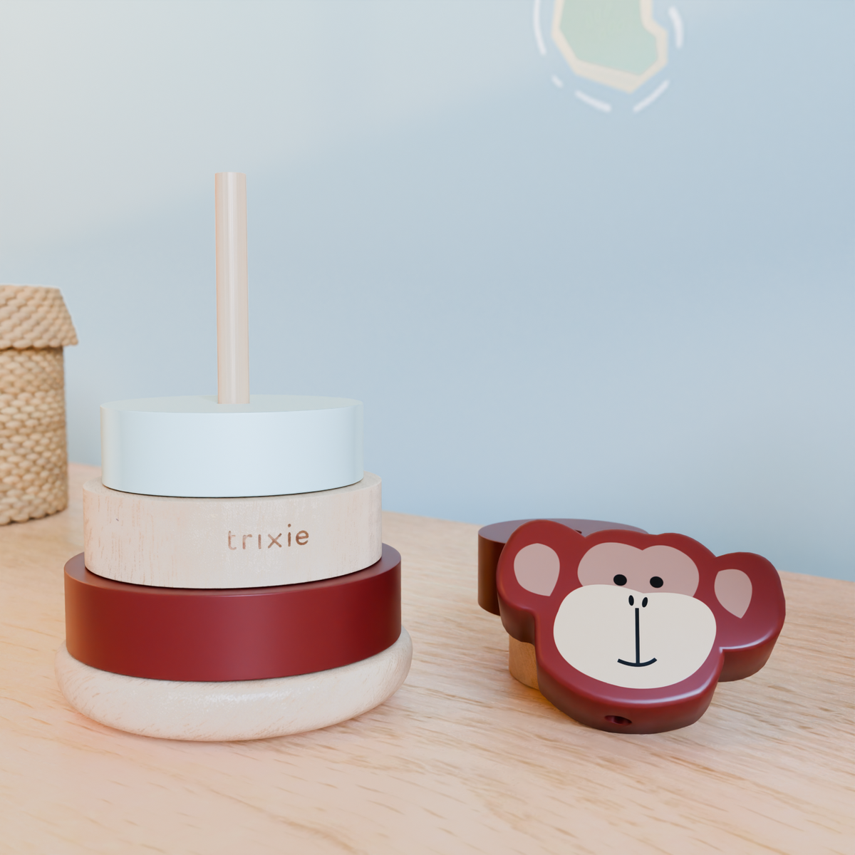 TRIXIE BABY Jeu éducatif Tour à empiler mr. monkey Brun