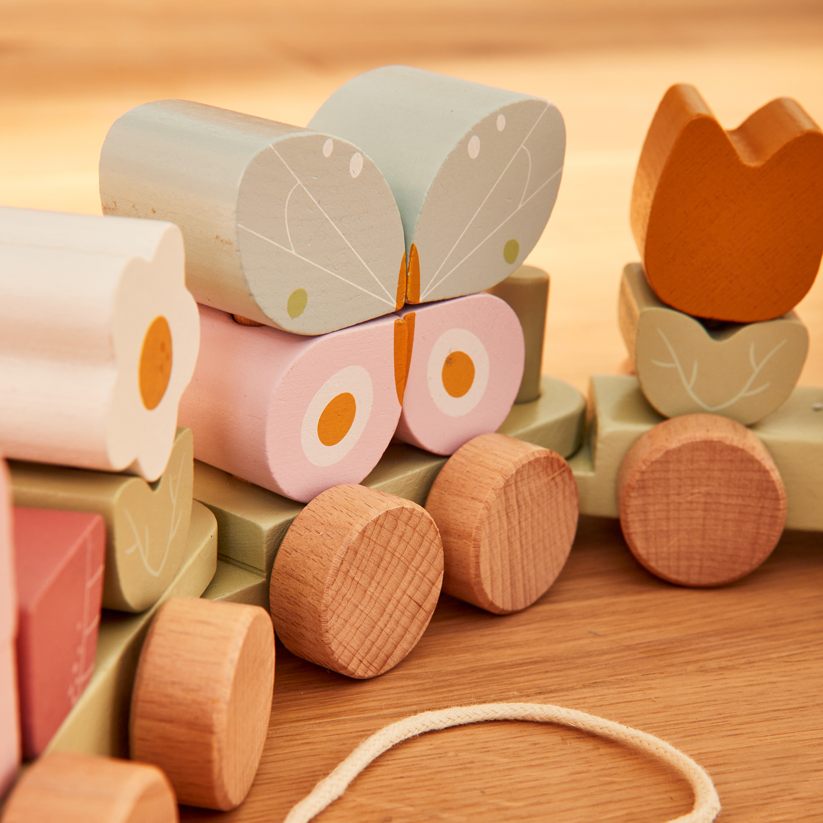 LITTLE DUTCH Jeu d'éveil Train à blocs flowers & butterflies Multicolore