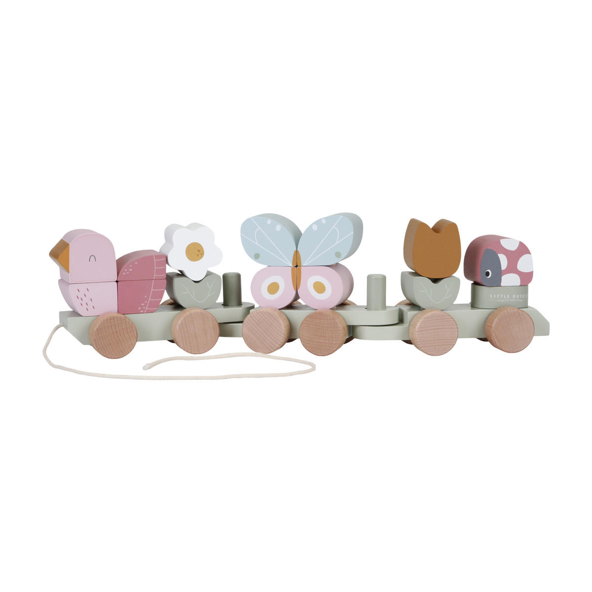 LITTLE DUTCH Jeu d'éveil Train à blocs flowers & butterflies Multicolore