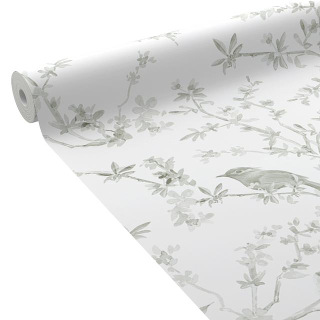 Papier peint intissé FAUSTINE coloris vert de gris