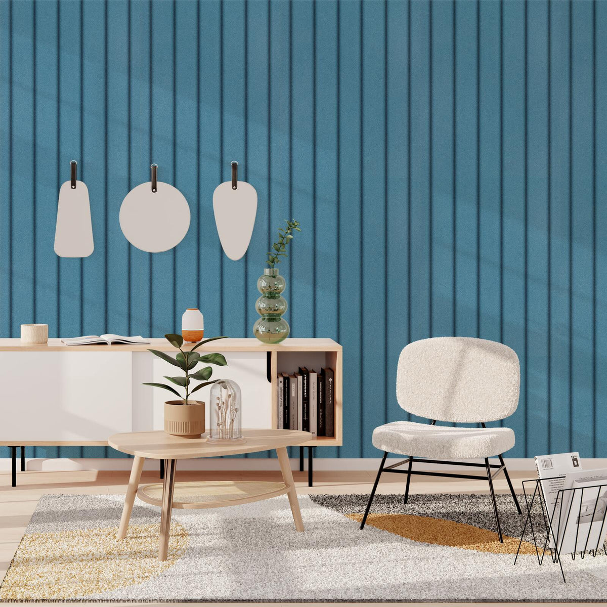 4MURS Papier peint intissé Floyd Bleu moyen