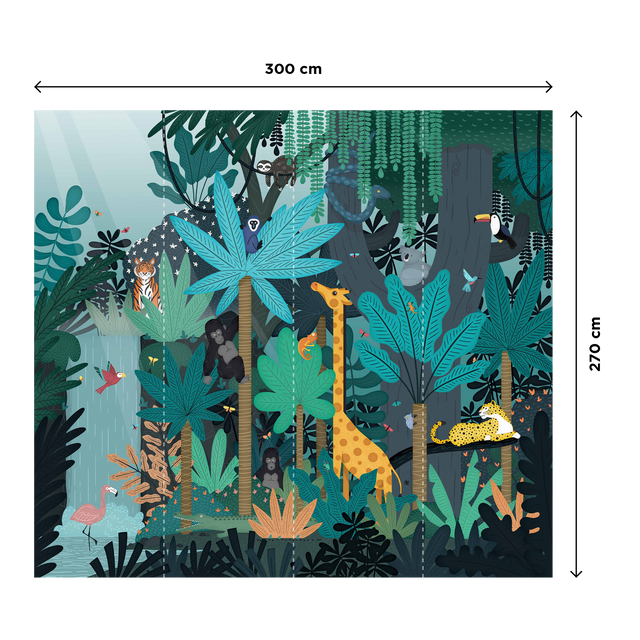 4MURS Papier peint panoramique XL FUN JUNGLE 300 x 270 cm