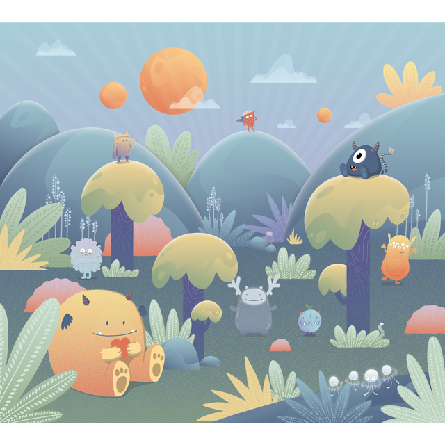 Papier peint panoramique XL MONSTER PARADISE 300 x 270 cm