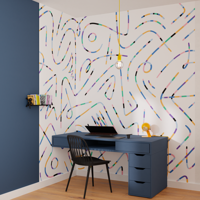 4MURS Papier peint panoramique XL Color lines Multicolore Mat