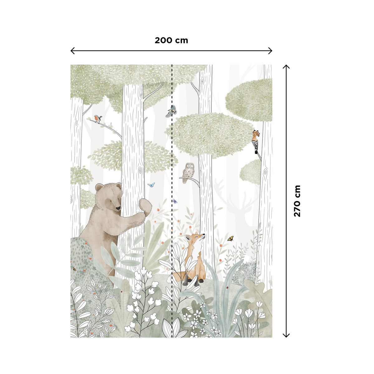 4MURS Papier peint panoramique L Calm forest small life Multicolore Satiné