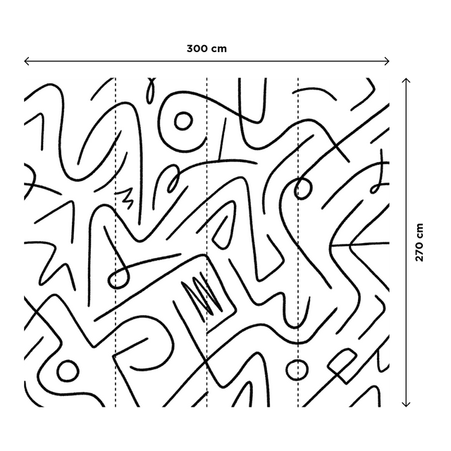 4MURS Papier peint panoramique XL BLACK LINES 300 x 270 cm