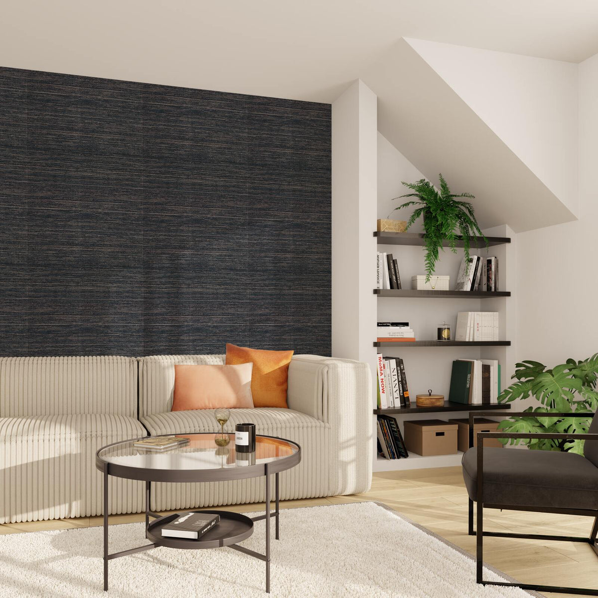 Papier peint intissé Khan Anthracite Trame