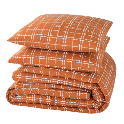 4MURS Parure de lit en toile de coton Crafted check Camel