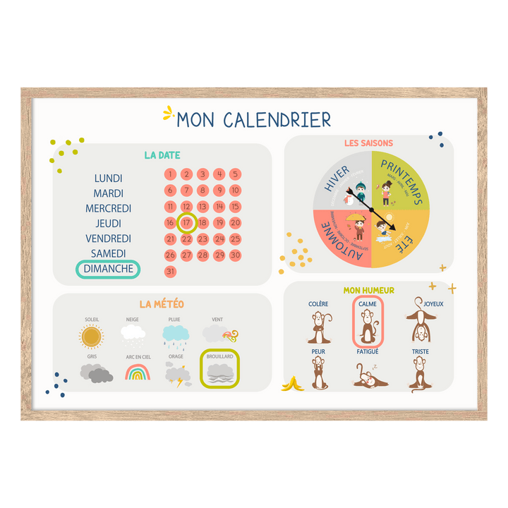4MURS Tableau embelli Mon calendrier perpétuel Multicolore