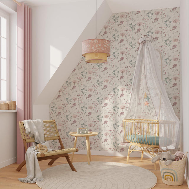 Papier peint intissé LOUISE coloris vert de gris