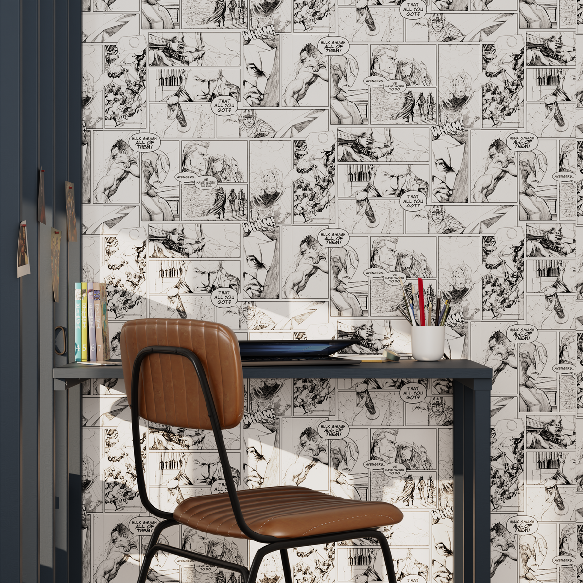 Papier peint intissé Marvel bd Blanc