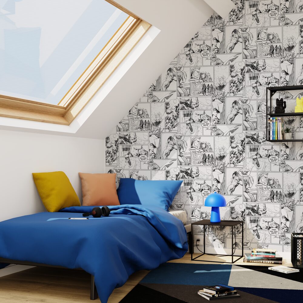 Papier peint intissé Marvel bd Blanc