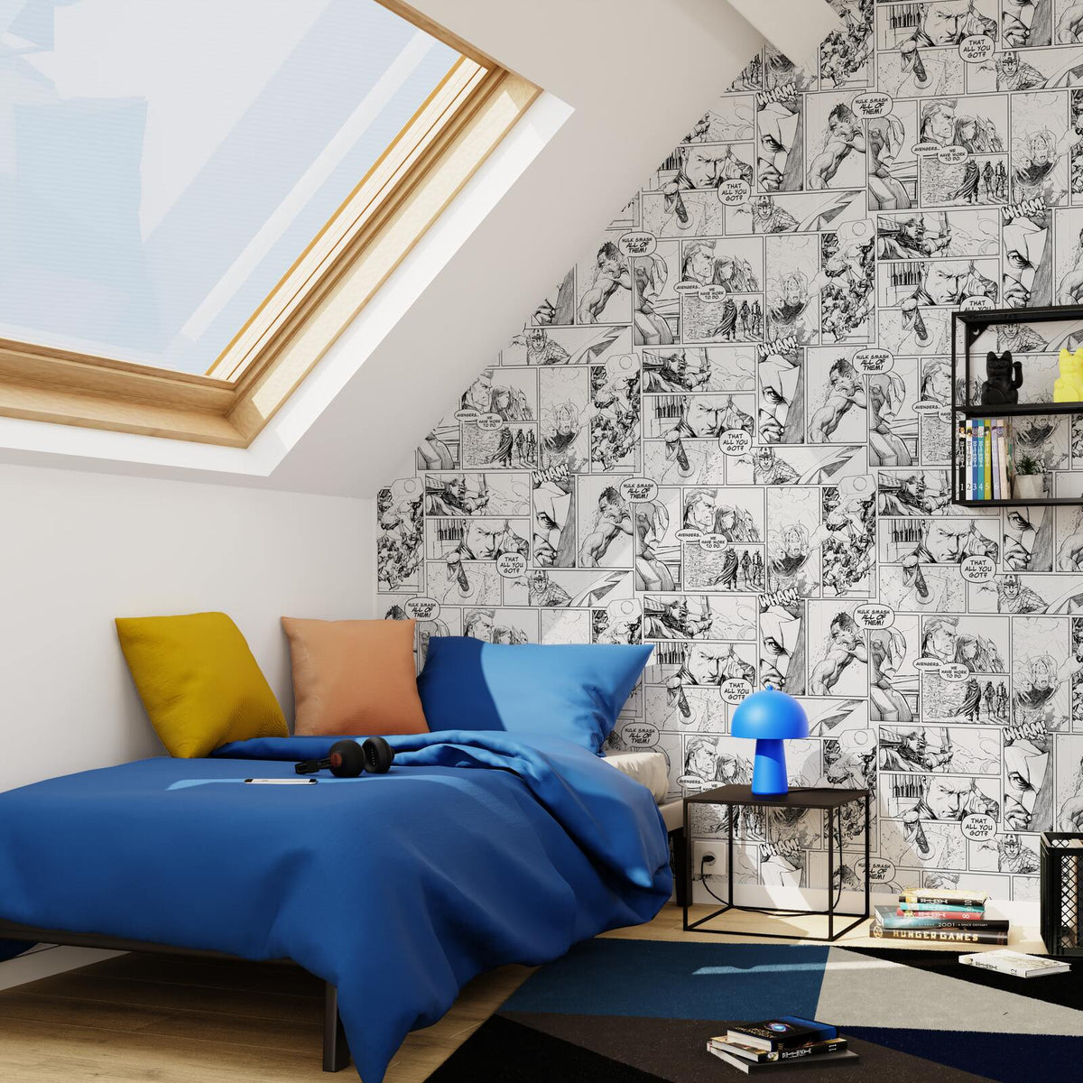 Papier peint intissé Marvel bd Blanc