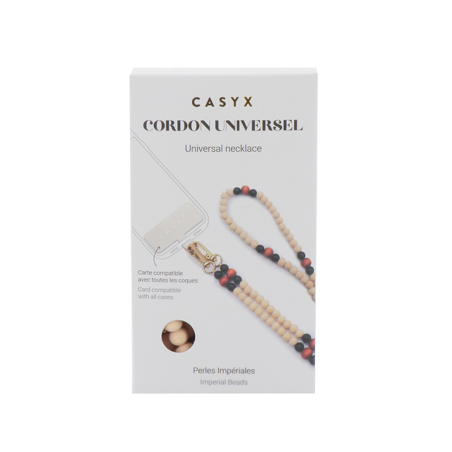 CASYX Cordon de téléphone UNIVERSEL PERLES IMPERIALES beige