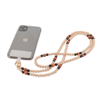 CASYX Cordon de téléphone Universel perles imperiales Beige