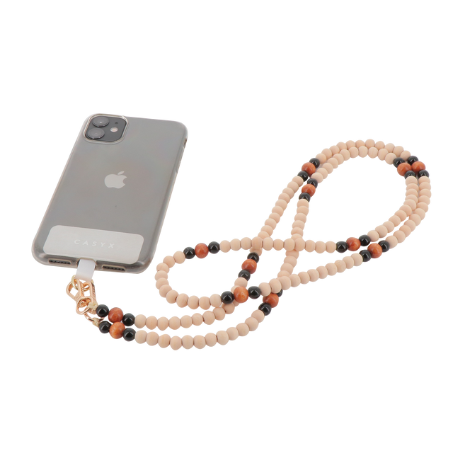 CASYX Cordon de téléphone UNIVERSEL PERLES IMPERIALES beige