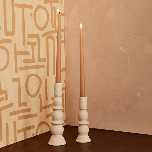 Bougeoir GLAZE coloris blanc cassé