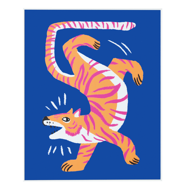 4MURS Tableau HAPPY TIGER coloris bleu et orange