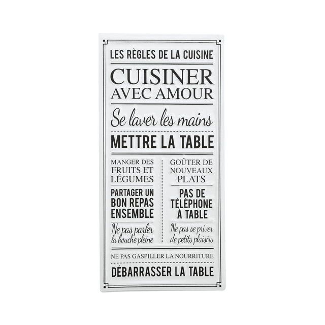 Plaque métal CUISINE AVEC AMOUR coloris blanc