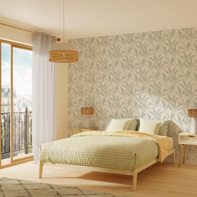 Papier peint intissé Laurie Vert de gris