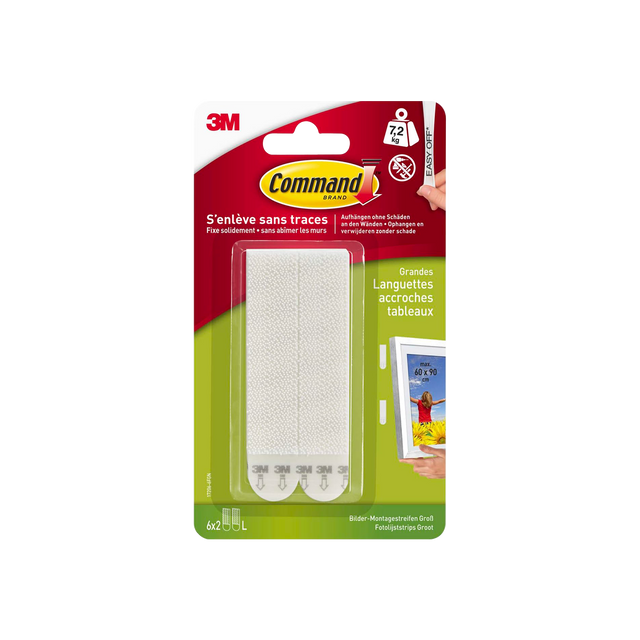 3M Fixation murale LANGUETTES TABLEAU GRAND MODELE blanc