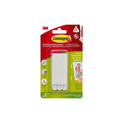 3M Fixation murale 3m languettes tableau cadre fin Blanc