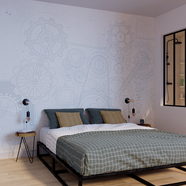 4MURS Papier peint panoramique XL ENGRENAGES 300 x 270 cm