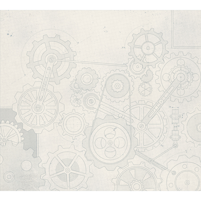 4MURS Papier peint panoramique XL Engrenages Gris bleuté et gris perlé Mat