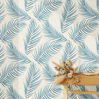 Papier peint intissé Bertille Bleu paon