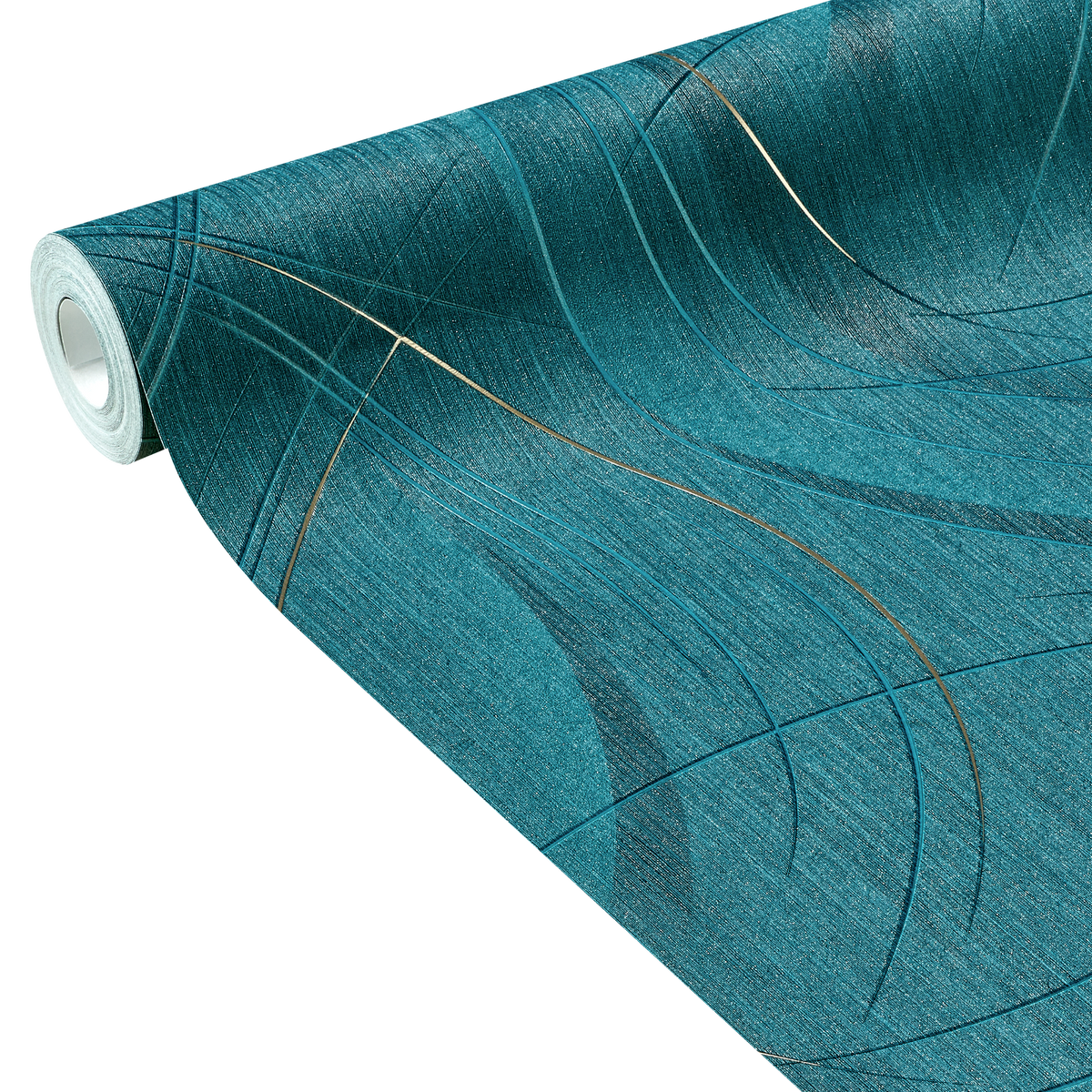 Papier peint intissé Frisson Bleu paon