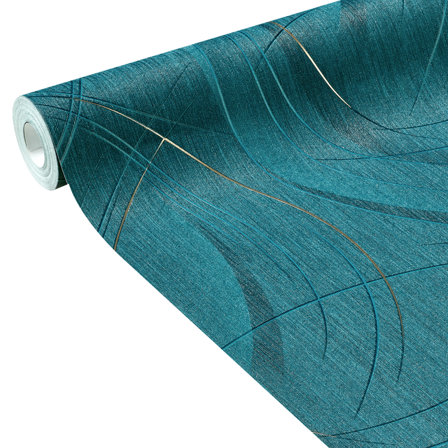 Papier peint intissé FRISSON coloris bleu paon