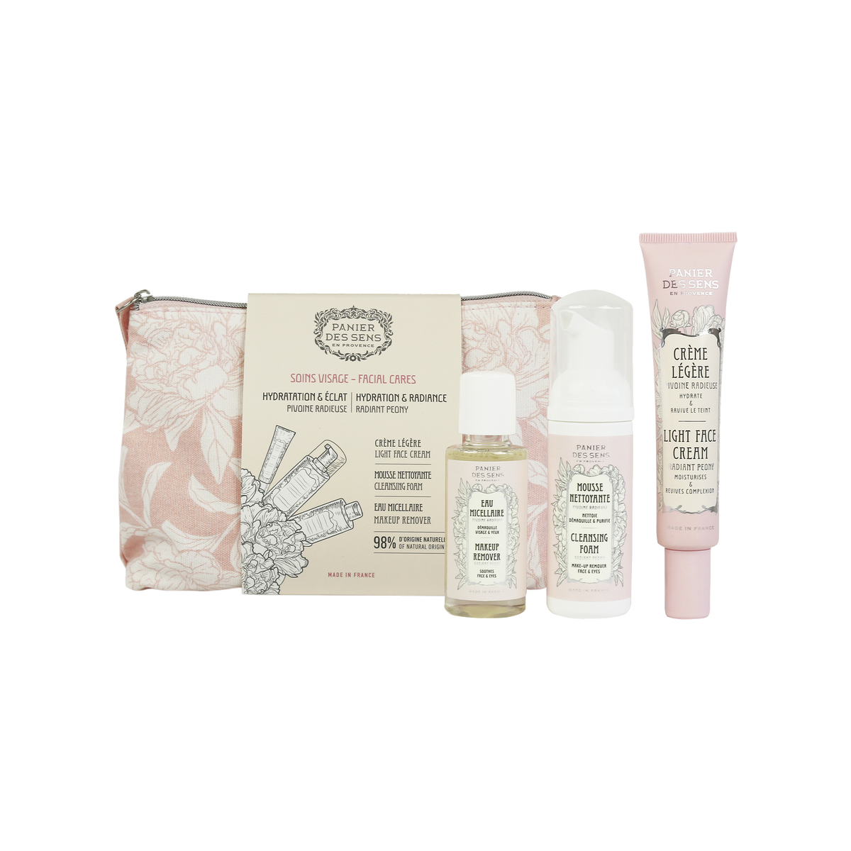 PANIER DES SENS Coffret cosmétique Trousse soin visage pivoine Rose Pivoine 170ML