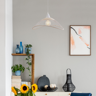 SEYNAVE Suspension Kastelli rattan Blanc et beige