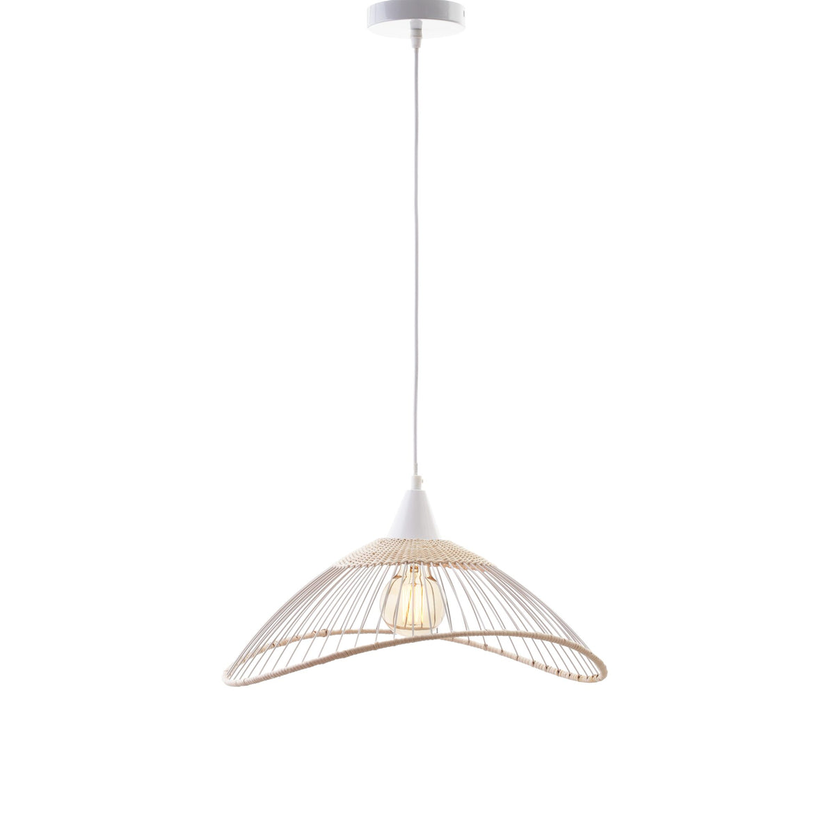SEYNAVE Suspension Kastelli rattan Blanc et beige