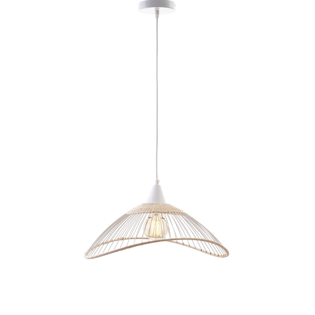 SEYNAVE Suspension KASTELLI RATTAN blanc et beige 24,5 x 45 cm