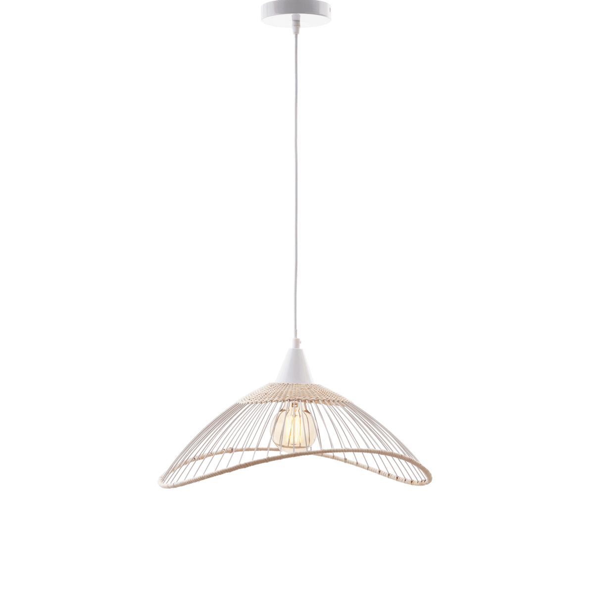 SEYNAVE Suspension Kastelli rattan Blanc et beige