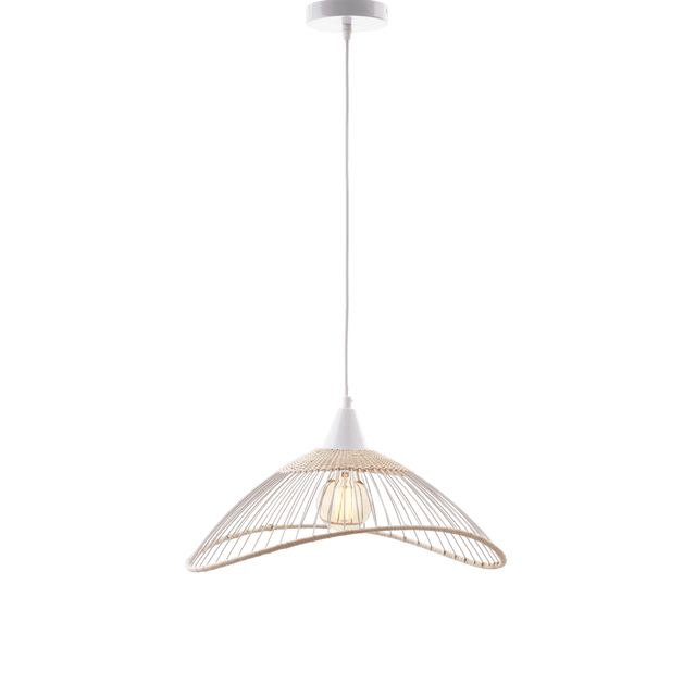 SEYNAVE Suspension KASTELLI RATTAN blanc et beige 24,5 x 45 cm