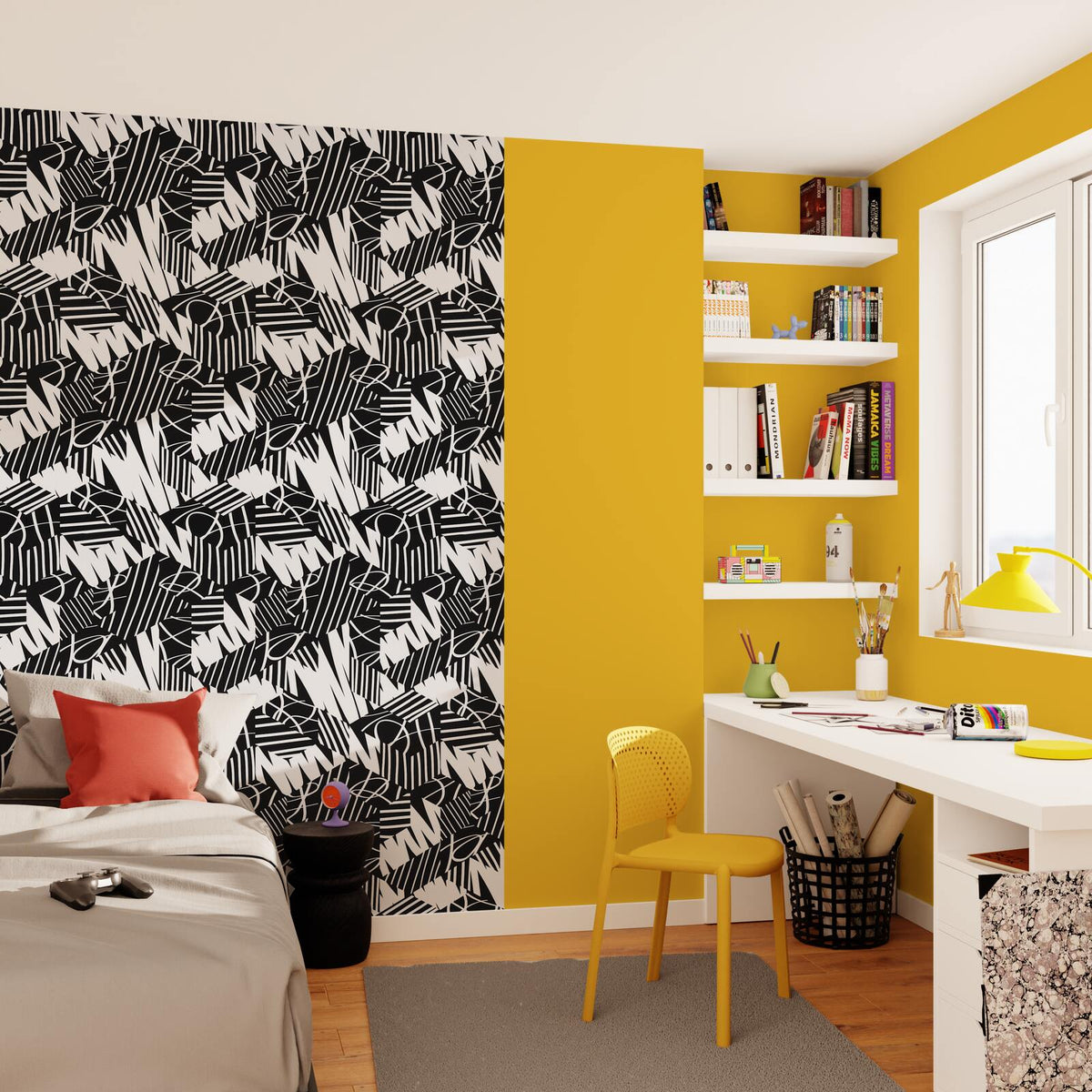 4MURS Papier peint intissé Blaize Noir léger