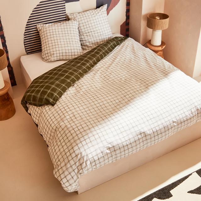 Parure de lit en percale de coton GABRIEL vert 260 x 240 cm