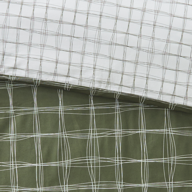 Parure de lit en percale de coton GABRIEL vert 260 x 240 cm