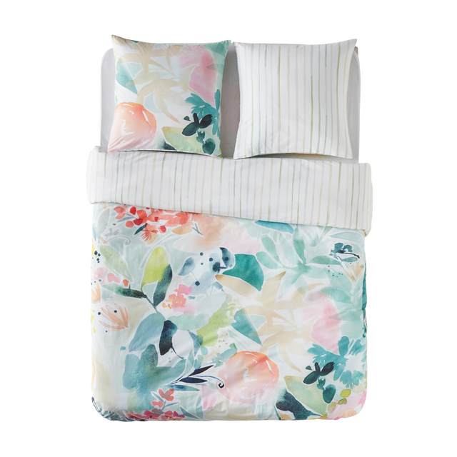 Parure de lit en percale de coton AQUARELLA multicolore 240 x 220 cm