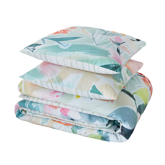 Parure de lit en percale de coton AQUARELLA multicolore 240 x 220 cm