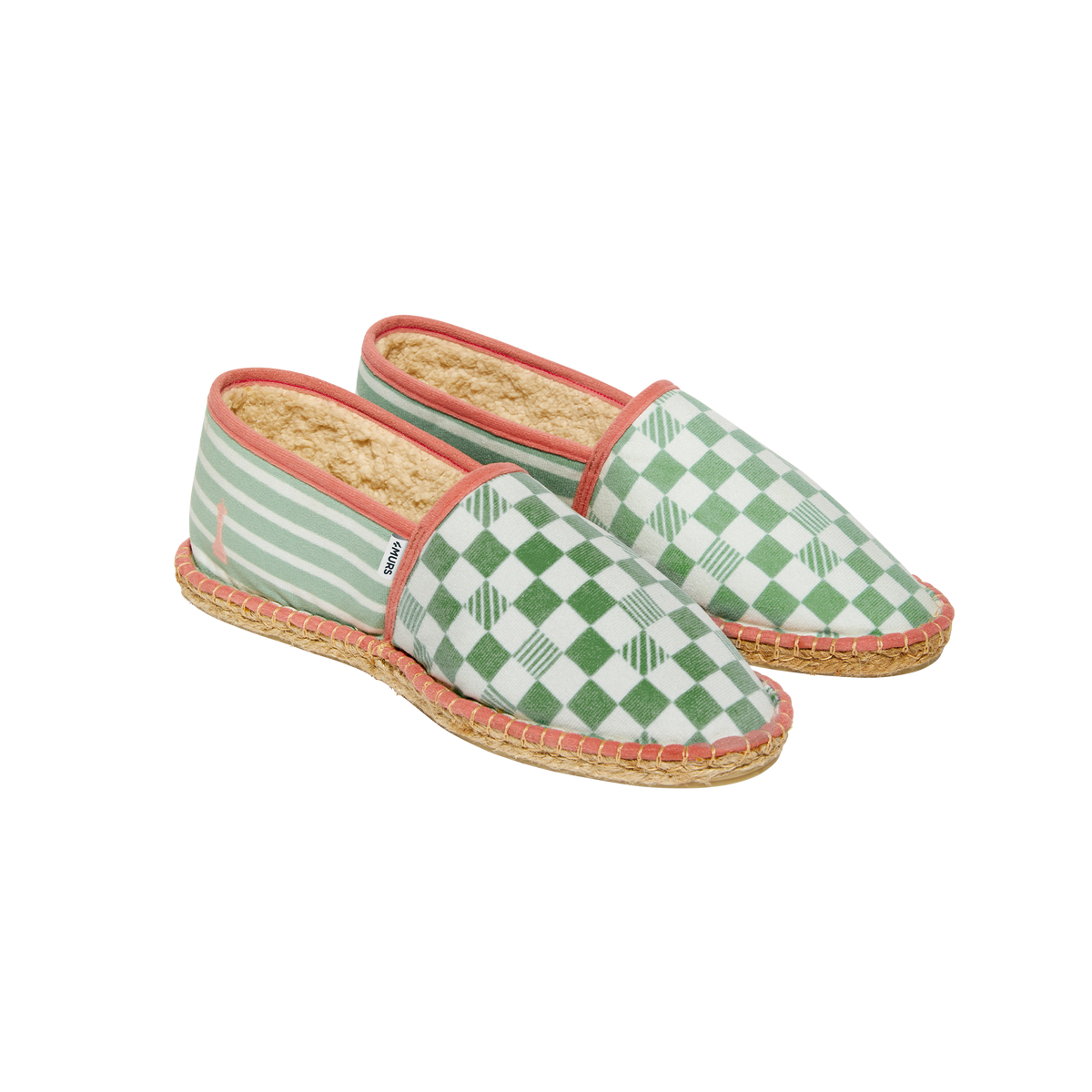 PAYOTE Espadrilles Dame yeah 44 Vert olivier galon rose corail