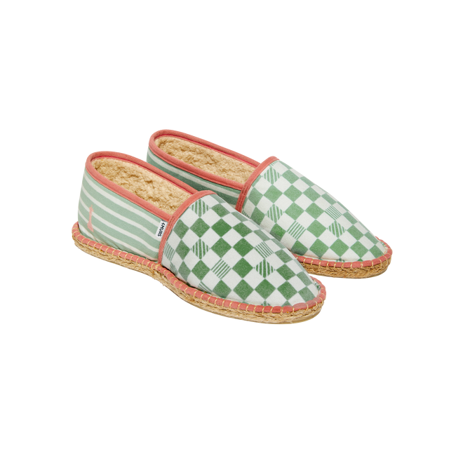 PAYOTE Espadrilles DAME YEAH 43 vert olivier galon rose corail