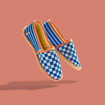 PAYOTE Espadrilles Dame yeah 41 Bleu électrique galon orange pop